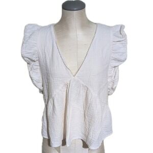 Baby Doll Flutter Sleeve Tank Women's XL '90s Boho Whimsical Festival